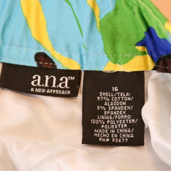 a.n.a Strapless Floral Cotton Sundress Size 16 Blue Green Yellow Fit & Flare - Picture 10 of 10